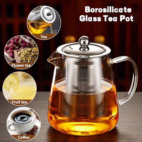 Glass Teapot Tea Pot with Removable Infusers for Loose Tea