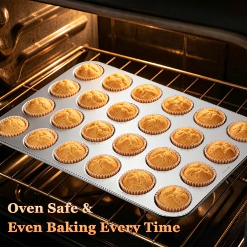18 10 Stainless Steel Mini Muffin Cupcake Pan 24 Cups