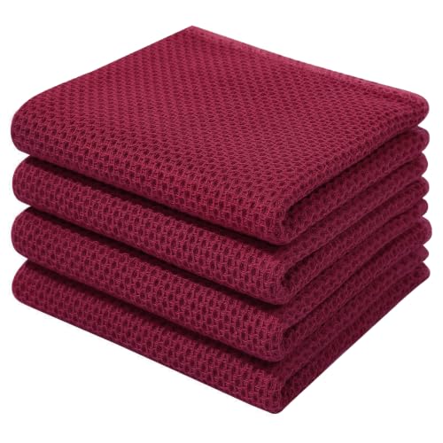 100% Cotton Waffle Weave Kitchen Dish Towels 4 (4 Count)