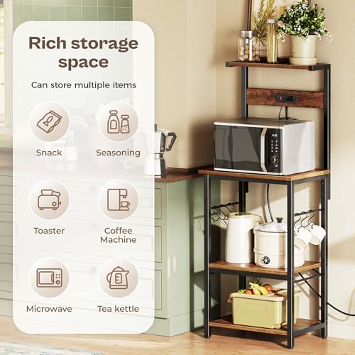 4 Tier Bakers Rack with Power Outlets