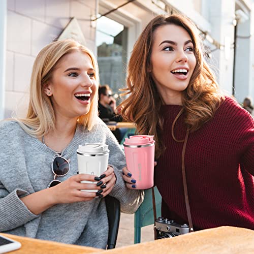 4 Pcs 13 oz Travel Coffee Mug Insulated Reusable Coffee Cups with Leakproof Lid Stainless Steel Portable Tumbler for Keep Hot or Ice Milk Tea (4 Count)