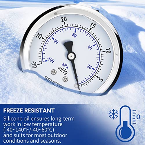 30 inHg Vacuum Liquid Filled Low Pressure Gauge