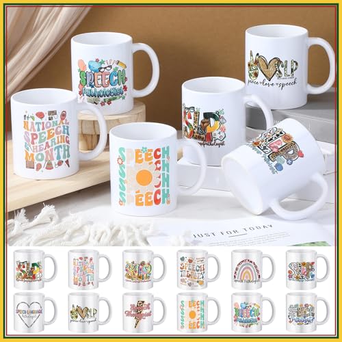 12 Pcs Speech Language Pathologist Appreciation Gift Slp Mug Bulk for Speech Teacher 11oz Coffee Cup Back to School Gifts for Women Men Slp Assistant Therapist Birthday Gifts (12 Count)