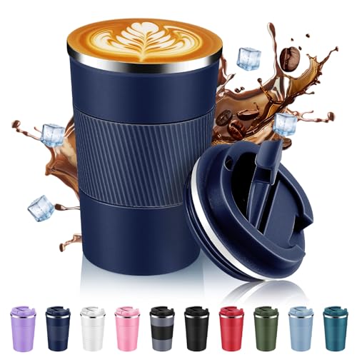 13 oz Stainless Steel Insulated Travel Coffee Mug with Fip Lid