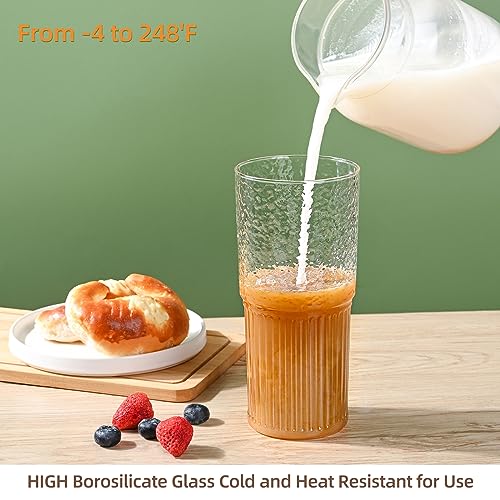 2‑Pack 20oz Borosilicate Glass Tumblers with Glass Lid & Straw