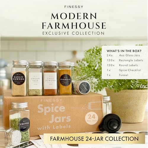 Thick Glass Spice Jars With Labels (24 Count)