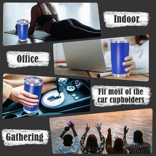 20oz Tumbler Insulated Coffee Tumblers with Lid Stainless Steel DarkBlue 4P (4 Count)