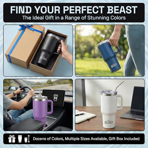 Beast 42 oz Tumbler with Handle Stainless Steel Vacuum Insulated Coffee Ice Cup Double Wall Travel Flask