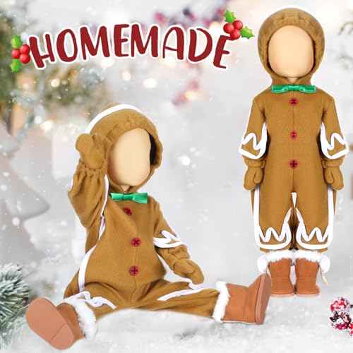 1 Sets Christmas Doll Clothes 18 Inch Gingerbread Man for 18 Inch Doll Costume Outfits Accessories Xmas Gifts (2 Count)