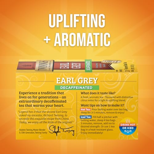 Decaffeinated Earl Grey Black Bergamot Tea Bags 20 CT Box (120 Count)