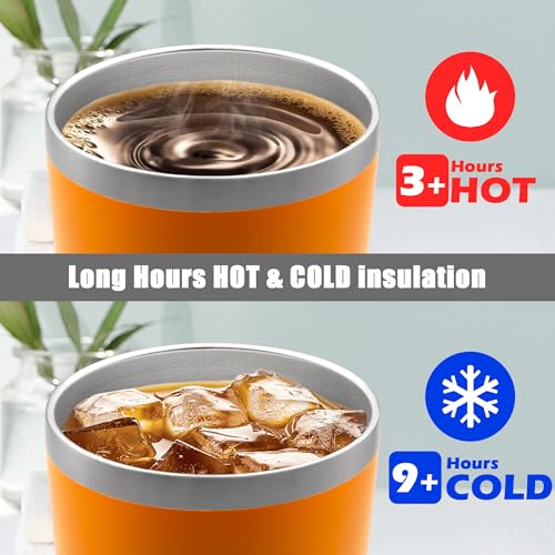 20oz Tumbler Insulated Coffee Tumblers with Lid Stainless Steel Orange 8P (8 Count)