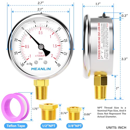 30inHG~30Psi Stainless Steel 1