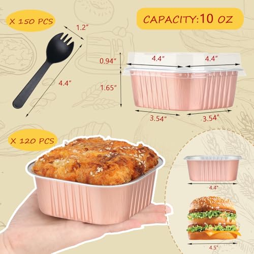 120 Pack 10oz Mini Cake Tins with Lids and Spoons for Bake Sales (120 Count)