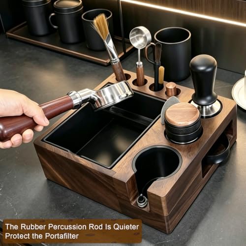 Espresso tamping station knock box
