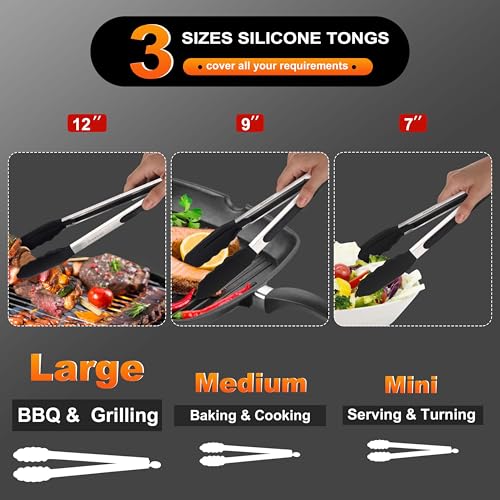 Non Stick Silicone Locking Tong Set of 3 (3 Count)