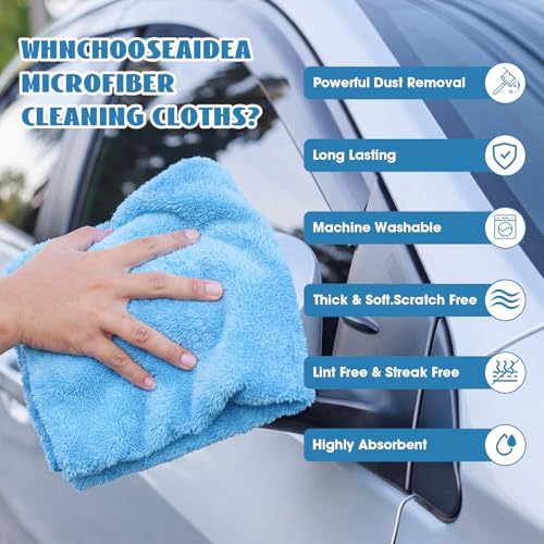 30 Pcs 16 x 16 Inch edgeless Microfiber Plush Towels for Cars Detailing Drying Wash Polishing Absorbent Cleaning Cloths (30 Count)