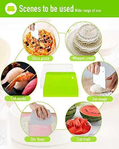2PCS) Dough Scraper Bowl Scraper ，Food safe Plastic Dough Cutter， Flexible Plastic Scraper Practical Bench Scraper Multipurpose Food Scrappers for Bread Dough Cake Fondant Icing