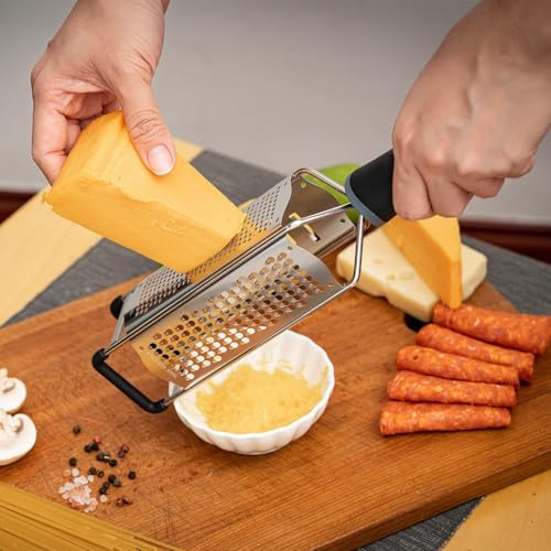 3-in-1 Lemon Zester & Cheese Grater, 304 Stainless Steel, 12-Inch, Black