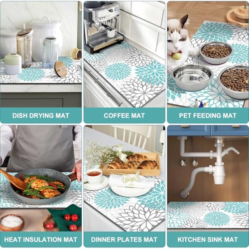 2PCS 17" x 32" Dish Drying Mat & 24" x 5.5" Sink Splash Guard (2 Count)