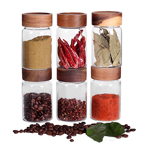 6 Pcs Small Glass Spice Jars with Label (6 Count)