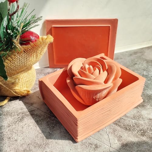 Resin Box Mold with Lid Book Shape Storage Box Silicone Molds for Epoxy Resin Concrete 3D Candle Holder Jewelry Trinket Container Succulent Plant Pot Mold DIY Art Casting Craft Home Decor
