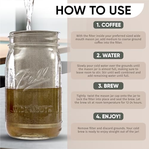The TUBE Cold Brew Coffee Maker and Tea Infuser for Wide Mouth Mason Jars
