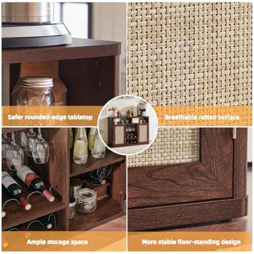 Rattan Wine Bar Cabinet with 2 Doors