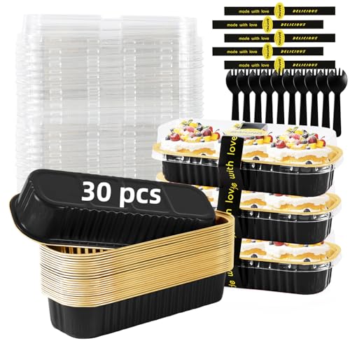 Mini Loaf Pans with Lids and Spoons Sealing Sticker (30 Count)