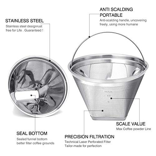 Reusable #4 Cone Shape Coffee Filter Permanent 6