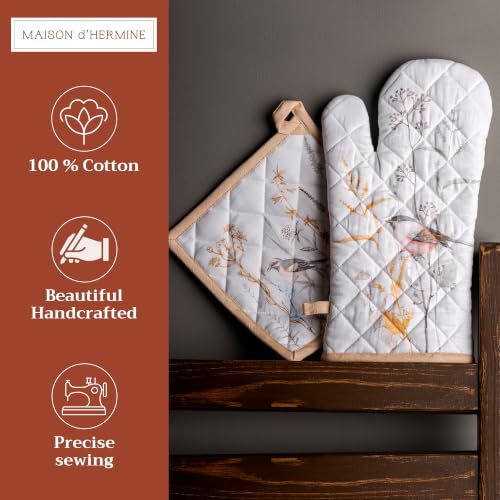 100% Cotton Oven Mitt & Pot Holder Set