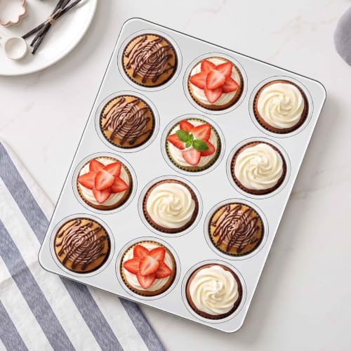 Stainless Steel Muffin Cupcake Pan Set 12 Cups