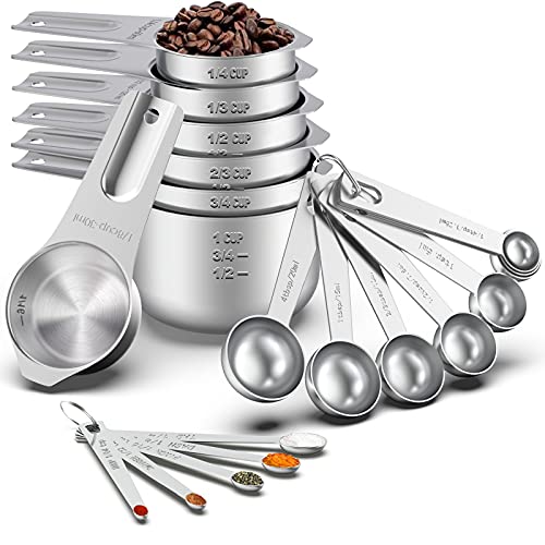 21 Pcs Stainless Steel Measuring Cups and Spoons Set