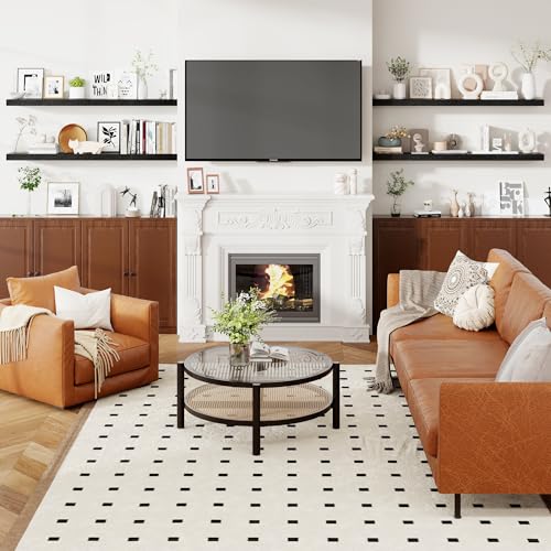 55 Inch Floating Shelves for Wall 8 Inch Deep Black Shelves Set of 2 (2 Count)