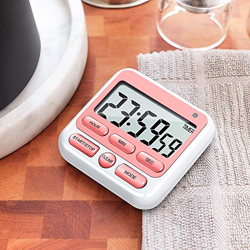 4-in-1 Digital Timer with Count Up/Down, Clock & Alarm, Ring & Silent Modes