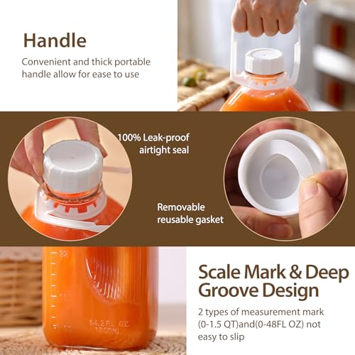 1 Pack 64 Oz Glass Milk Bottle with Lid