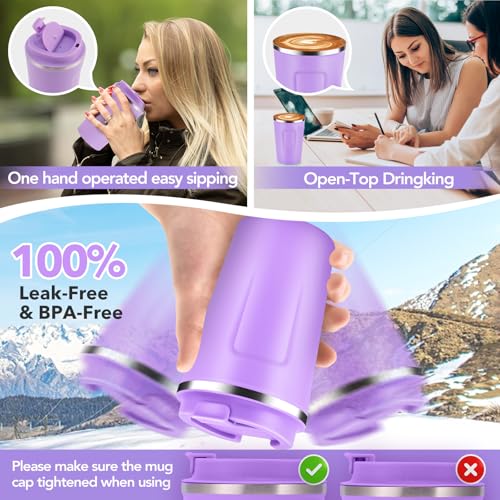 12 oz Double Wall Insulated Vacuum Travel Coffee Mug with Flip Lid Bulk 8 Pack (8 Count)