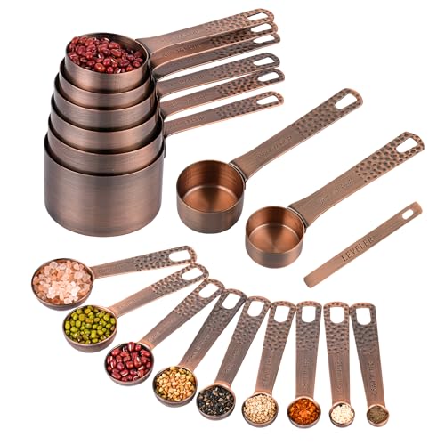 Copper Measuring Cups and Spoons Set 20 for Kitchen & Baking (20 Count)