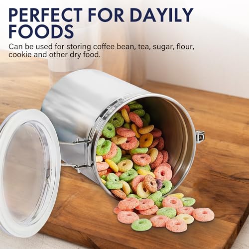 165oz Stainless Steel Airtight Canister for Kitchen with Clear Lid