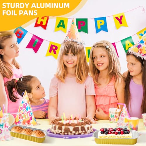 30 Pack Gold Mini Rectangular Aluminum Foil Loaf Pans with Lids 6.8oz (30 Count)