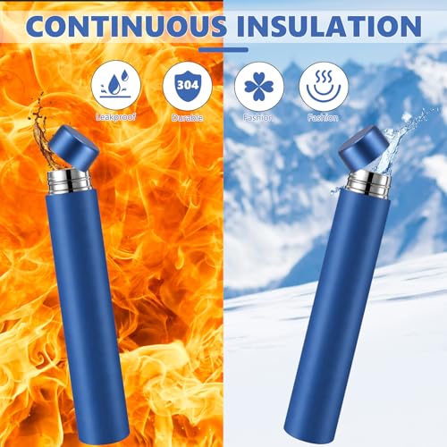 2 Pack Dark Blue Slim Stainless Steel Water Bottle 8.8 oz (2 Count)