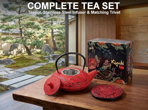 40 Oz Red Dragon Cast Iron Teapot