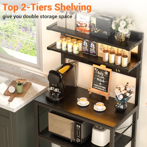 Bakers Rack with Power Outlet & RGB LED
