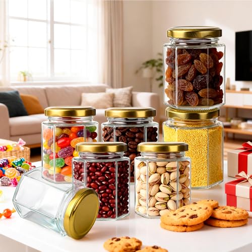 30 Pack 6 oz Glass Jars with Gold Lids (30 Count)