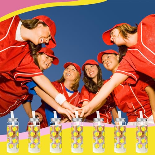 24 Pcs Ice Cream Softball Cups with Lids Straws (12 Count)