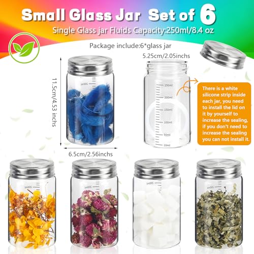 8 oz Small Glass Coffee Jars Spice Jar Round Storage Canister with Wooden Lid Clear Glass Food Jar for Pantry Sugar Tea Coffee Bean Spice Nuts Cookies Bath Salts
