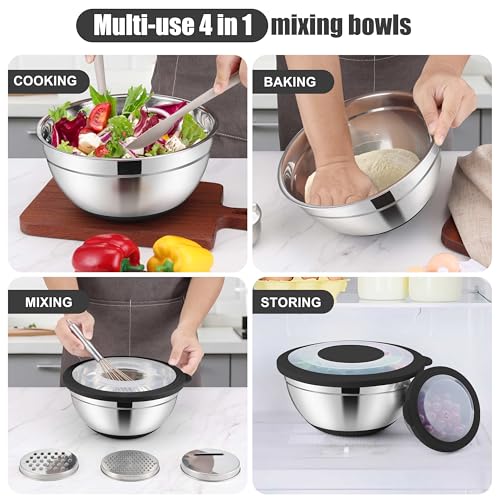 Stainless Steel Mixing Bowls with Lids & Colander (6 Count)