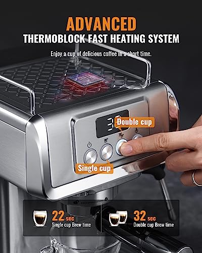 20 Bar Espresso Machine for Home with LCD Display and Steam Wand