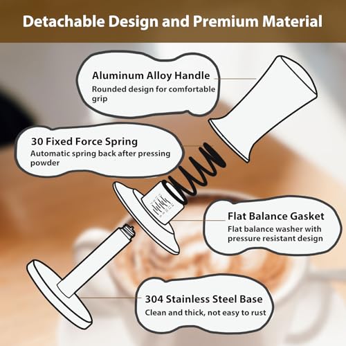 51mm Spring Loaded Depth Adjustable Espresso Tamper for Portafilter