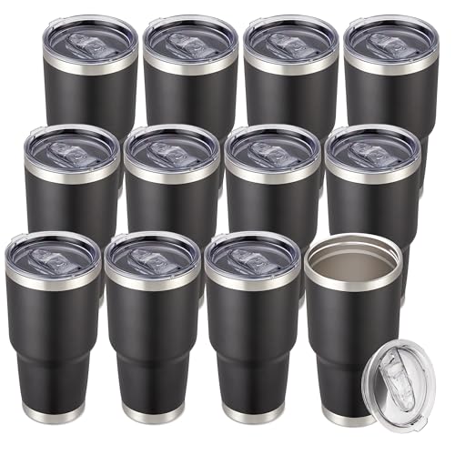 30 oz Tumbler with Lid Stainless Steel Tumblers Bulk (12 Count)