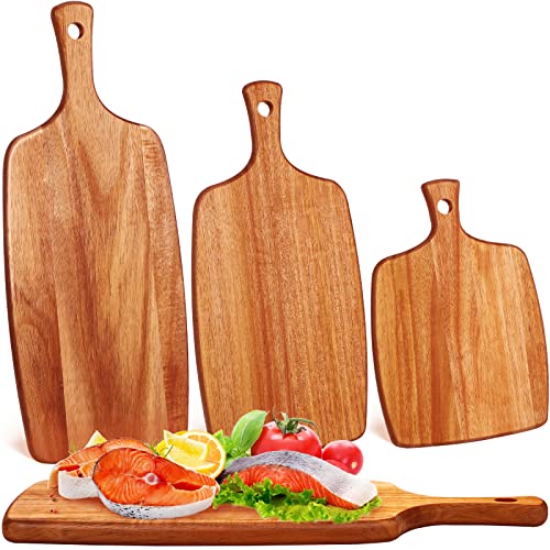 3 Pcs Acacia Wood Cutting Board with Handle (3 Count)